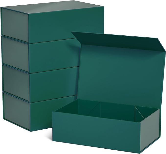 Green Gift Boxes 12" x 6" x 4", Magnetic Closure Lid Gift Boxe for Presents