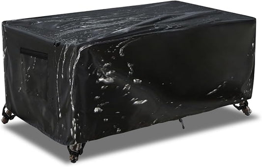 Outdoor Patio Coffee Table Cover, 600D Waterproof Heavy Duty Outdoor Table Cover, Patio Furniture Covers 48 x 28 x 16 inches Black
