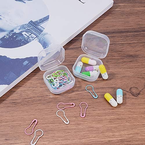 BENECREAT 24 Pack 1.38x1.38x0.7 Inches Square Mini Clear Plastic Bead Storage Containers Box Case with Lid for Items,Earplugs,Pills,Tiny Bead,Jewelry Findings