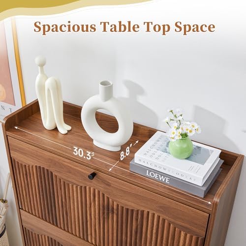 BERRYMERRY 51.2" Tall Shoe Storage Cabinet with 3 Flip Drawers for Entryway