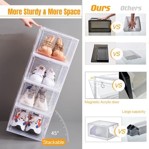 Attelite Shoe Storage Boxes X-Large Stackable Clear Shoe Organizer,9 Pack