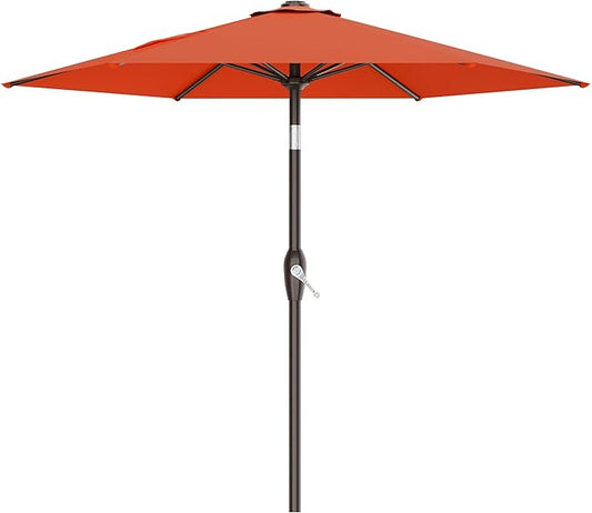 AreShark 7.5FT Patio Umbrella Table Market Umbrella with 6 Sturdy Ribs, Button Tilt/Crank, Heavy-Duty Outdoor Umbrellas for Pool, Deck, Garden and Backyard, Orange
