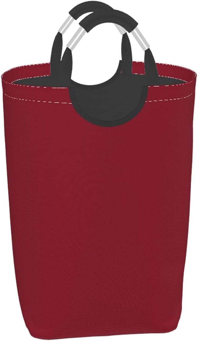 Large Laundry Hamper Bag, Burgundy Trend Color Collapsible Laundry Basket Dirty Clothes Organizer Washing Bin for Family Essentials Storage