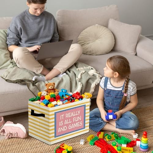 Playroom Positive Uplifting Storage Bins Box with Handles Organizer Basket