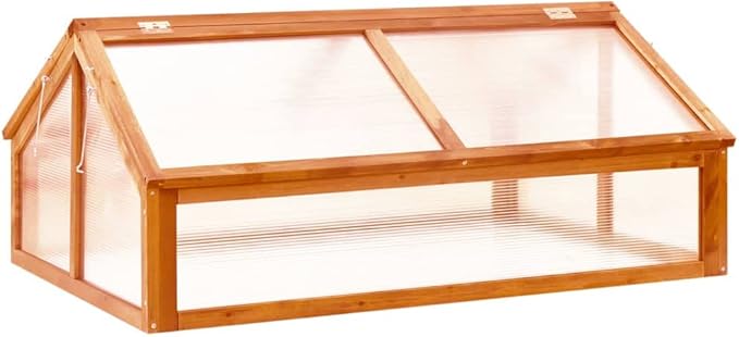 Foldable Wooden Greenhouse, 45 Inch Portable Garden Cold Frame with Hinged Lid, Weather-Resistant Fir Wood Plant Shelter for Patio, Balcony and Terrace