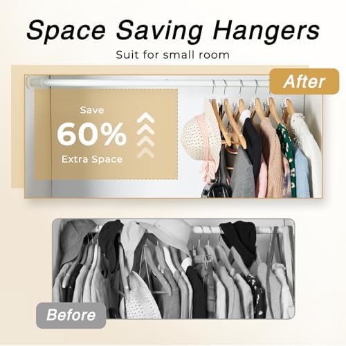 HOUSE DAY Space Saving Hanger Hooks 60 Pack, White Clothes Hanger Connector Hooks, Heavy Duty Hangers Hook Space Saver, Sturdy Hanger Connector Hook, Premium Cascading Hangers for Closet