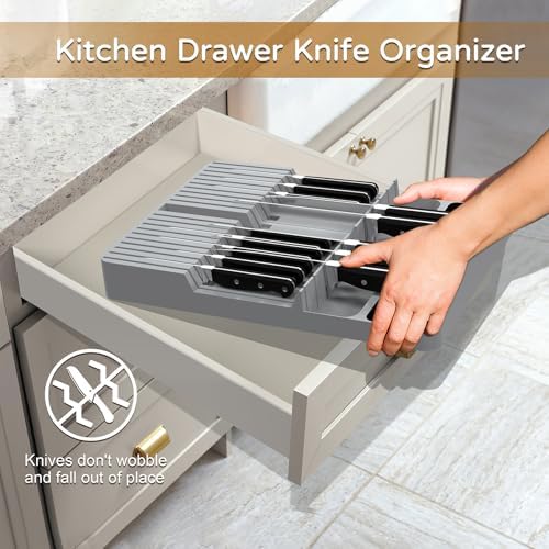 NIUXX Knife Drawer Organizer, Large Capacity In-Drawer Knife Block Set