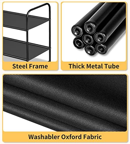 SLEEPING LAMB Long 4-Tier Shoe Organizer for Closet, Stackable Wide Shoe Rack Holds 30-Pairs Low Shoe Shelf Storage for Bedroom, Floor, Entryway(Black)