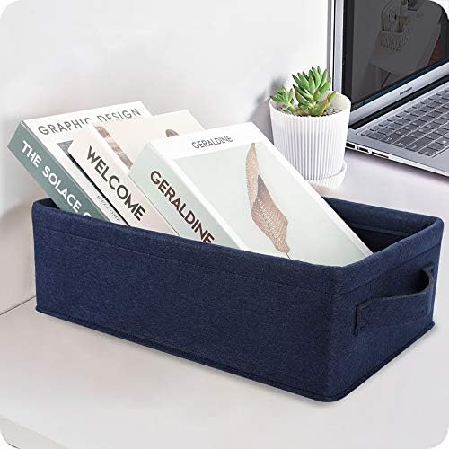 Small Storage Baskets Shelf Storage Baskets Navy Blue Fabric Storage Bin Narrow Storage Basket for Towels Dog Cat Toys Clothes Hats Belts Dippers Baby Toys Storage Basket Little