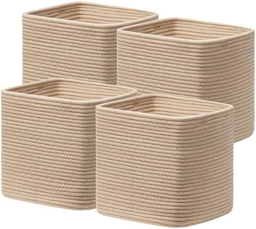 joybest 11inch Cube Storage Bins, Cotton Rope Woven Organizer Basket