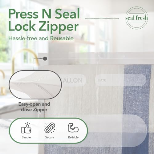 Seal Fresh 3 Gallon Large Plastic Storage Bags – 16" x 18" (90 Count) – Reusable XXL Extra Large Clear Jumbo Zip Bags with Sealable Zipper Top For Clothes, Travel, Moving