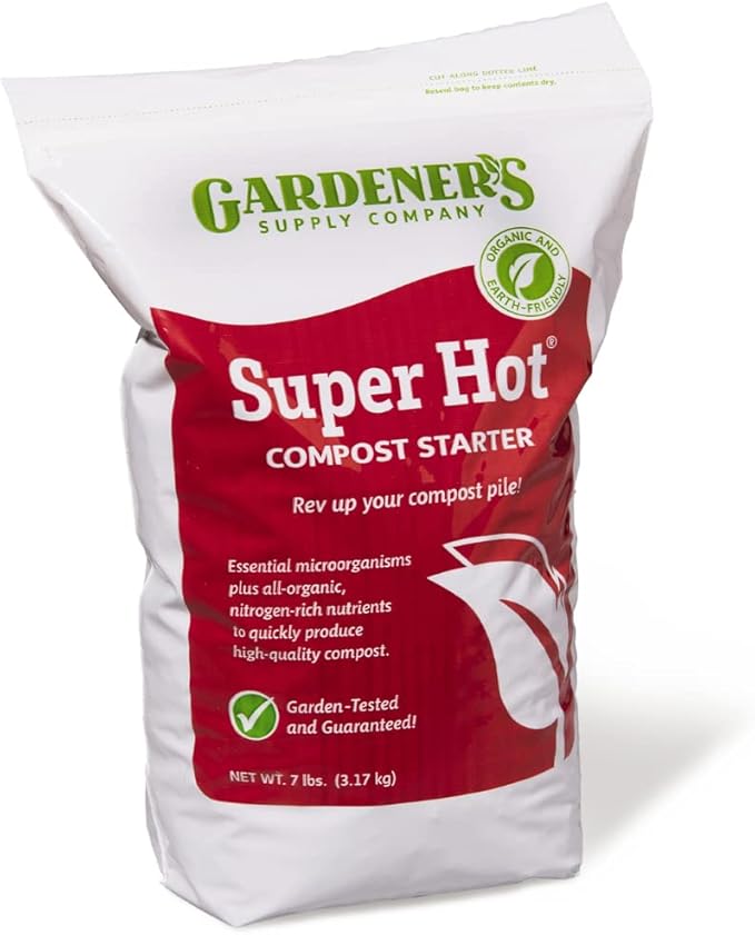 Gardeners Supply Company Super Hot Compost Starter | Compost Pile and Kitchen Waste Ultimate Booster | Activates 8 Bushels of Composts Materials Pile | 7 Pound Resealable Bag