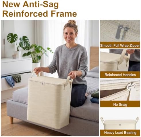 Higher Cotton and Linen Canvas Storage Bags with Reinforced Handles 2 Pack