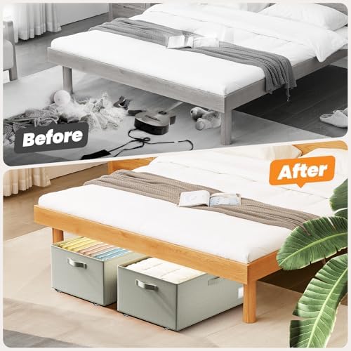 Dayacoco Under Bed Storage With Wheels,10in Underbed Storage Containers 65L