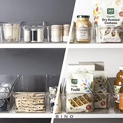 BINO | Plastic Storage Bins, Small | THE CURVE COLLECTION | Multi-Use Organizer Bins | Storage Containers Kitchen, Pantry and Home Organization | Fridge Organizers | Pantry Organization