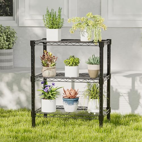 DUMOS 3-Tier Metal Storage Shelves, Wire Shelving, Storage Rack, 23.3" W
