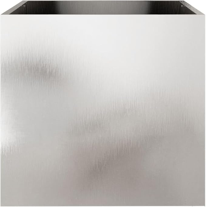 Stainless Steel Planter with Decorative Inlays Medium Size for Indoor Outdoor Plants Modern Garden Decor