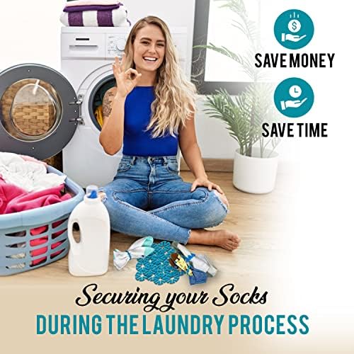 SNIPSIE Socks Holder Rings for Washing Machine - Silicone Laundry Essentials/Stocking and Sock Locks Laundry Organizer - 20 PCS (Blue)