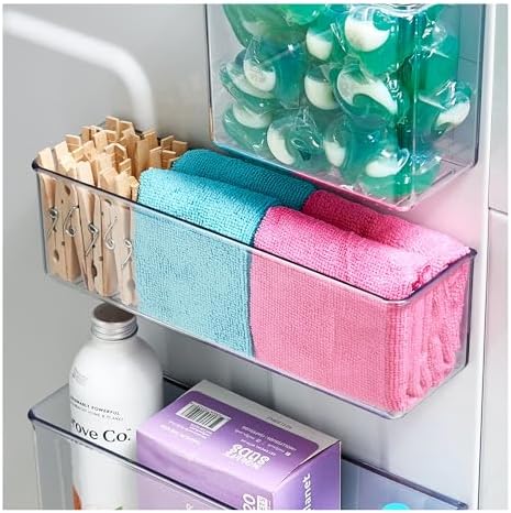 iDesign Magnetic Clear Plastic Organizer Bins, Medium, 4-Pack | Laundry Room Storage