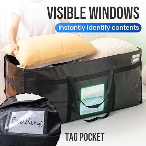 TAILI 2 Pack 69 Gallon Extra Large Storage Bags with Visible Window,Black