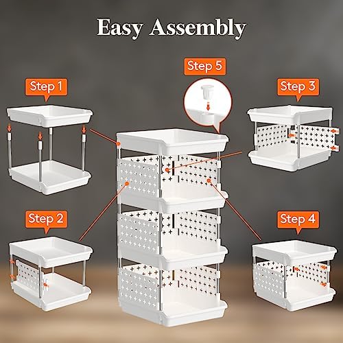 Lifewit Plastic Stackable Storage Baskets, 4 Tier Stacking Bins for Food and Clothes, Multifunctional Organizer for RV, Kitchen, Playroom, Pantry and Bathroom, 13.8"D x 11.8"W x 28.3"H, 1 Pack, White | Stacking Bins for Food, Multifunctional Organizer ...