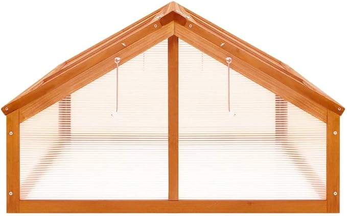 Firwood Garden Portable Wooden Greenhouse - Raised Flower Planter with 2 Roofs, Mini Greenhouse Cabinet for Outdoor Indoor Use - 44.8"x31.4"x19.6"/Brown