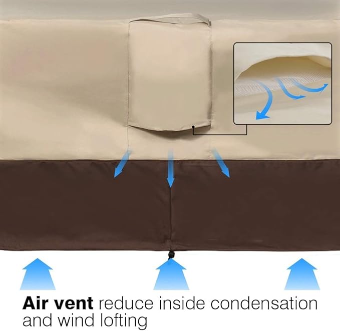 Vailge Rectangular/Oval Patio Table Cover, Heavy Duty and Waterproof Outdoor Lawn Patio Furniture Covers (Beige&brown, 44"Lx44"Wx28"H)