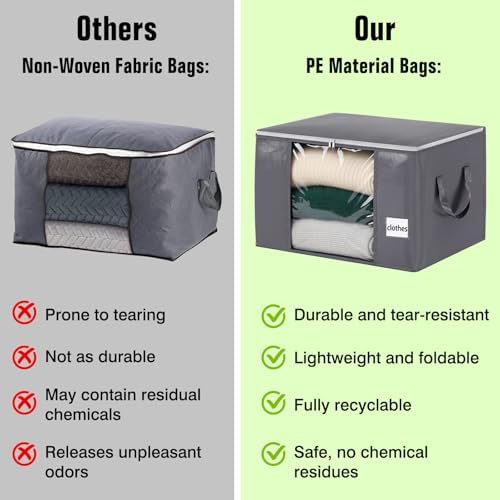 Blanket Storage Bags 6 Pack 60L Clothes Closet Organizer Containers PE