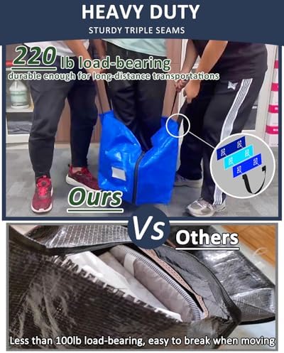 Extra Large Moving Bags, Dinruiag 4 Pack Heavy Duty Storage Bags with Strong Zipper, Blue Packing Bags for Dorm Room Esseentials and Closet Organizers