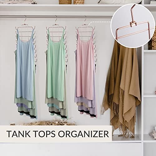 ZEDODIER Tank Top Hanger, Bra Organizer for Closet, Space Saving | 16 Hooks Total, Sturdy Metal, 360° Rotating, Foldable Design, Hanging Closet Organizers and Storage for Apartments and Dorms