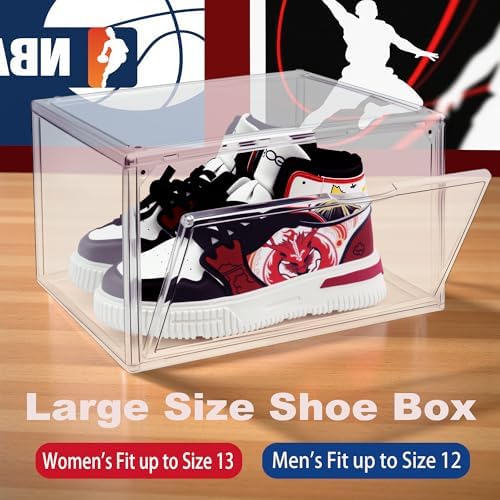 1 Pack Acrylic Shoe Boxes for Flat, Loafer & Small Space, Fits Size 12.5