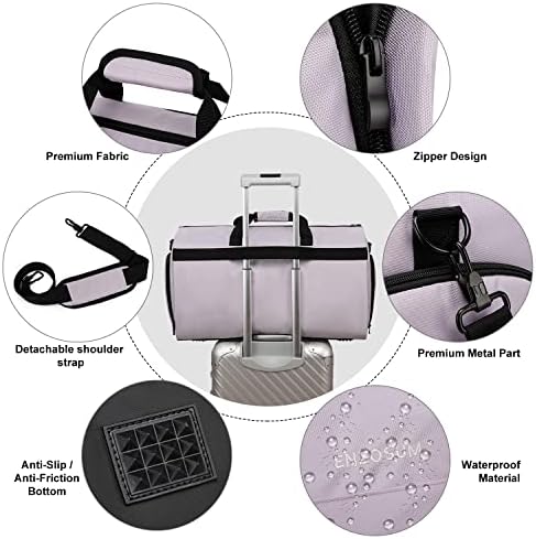 Travel Garment Bag Suit Bags for Men with Shoulder Strap & Shoes Compartment, Water Resistant Carry On Garment Duffle Bag - 2 in 1 Hanging Suit Garment Bags for Travel, Grey