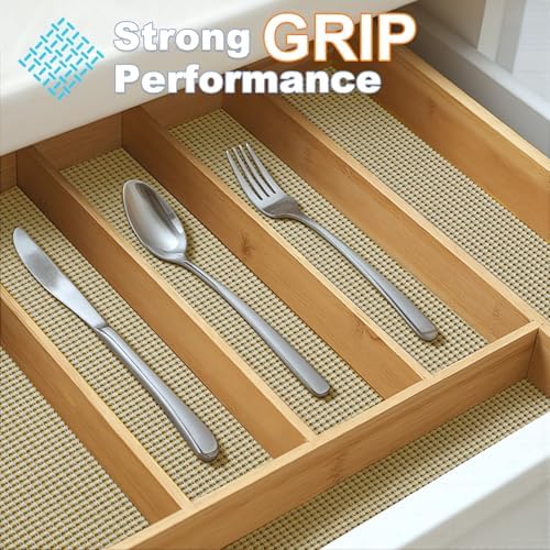 Songrey Non-Slip Shelf Cabinet and Drawer Liner, 20IN x 20FT, Beige | No Adhesive Residue, Strong Grip, Thick PVC Mat, for Kitchen Shelves, Bathroom Drawers, Home Essentials, Snip to Fit