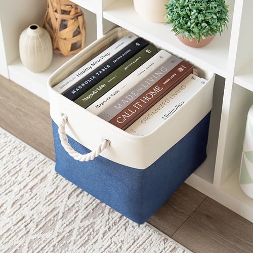 OrganiHaus 11x11 Cube Storage Bins, 4-Pack Fabric Cubes, Rope Handles