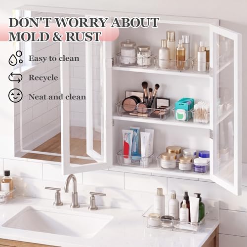 DILIBRA 20 Pcs Clear Extendable Drawer Organizer, Adjustable Drawer Storage 3-Size Desk Drawer Organizer, Plastic Non-Slip Storage Bins for Makeup Cosmetic Jewelries Utensils Stationery Dressers Tool