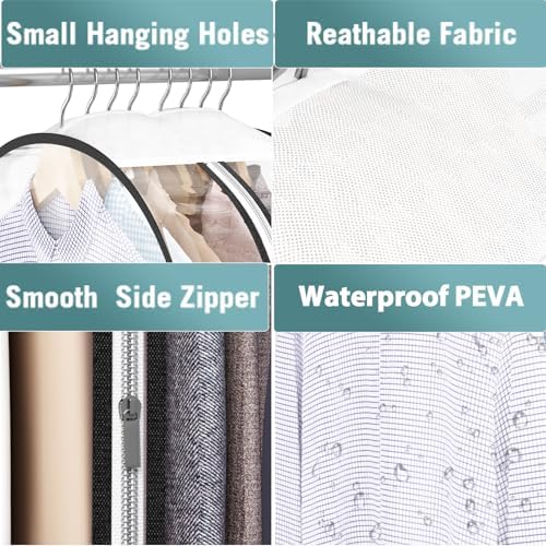 Liuoud Clear Garment Bags for Hanging Clothes 10” Gusseted, 4 Pack, 60”