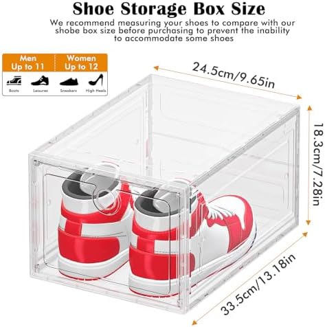 ARSTPEOE 12-Pack Shoe Storage Boxes Clear Magnetic Stackable