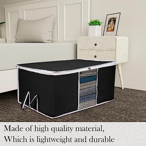 Kuber Industries 12 Piece Under Bed Foldable Organizer|Clothing Storage Bags|Blanket, Quilt, Comforter Cover (Black)