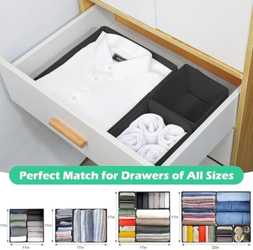 Drawer Clothing Organizer 16-Pack, Black Underwear Dividers