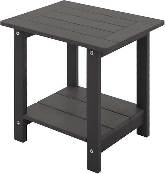 Meluvici Double Adirondack Side Table Weather Resistant, Outdoor Rectangular End Table for Adirondack Chair, Dark Brown