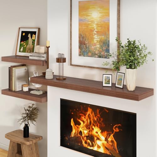 FLYJOE Deep Floating Shelves, 55'' x 12'' Walnut Shelves for Wall Set of 1