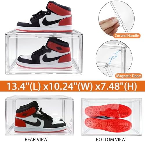 1 Pack Acrylic Shoe Boxes for Flat, Loafer & Small Space, Fits Size 12.5