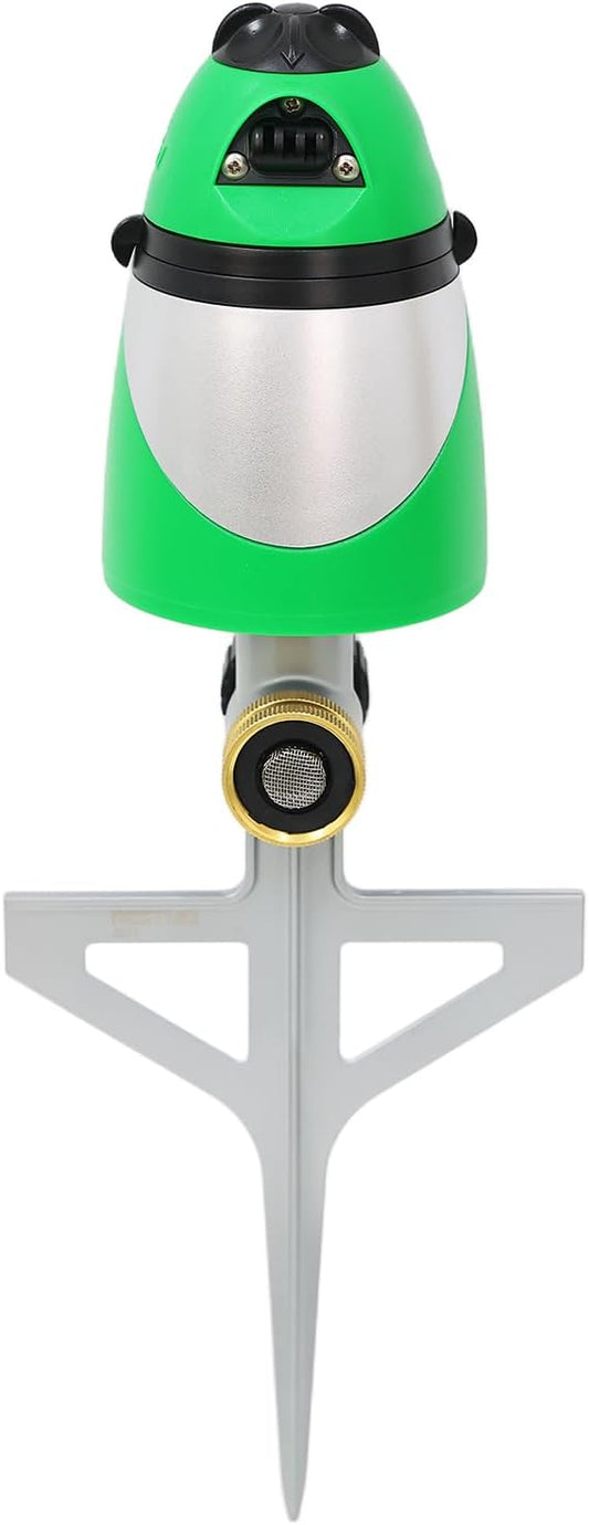 RESTMO Unique Design 2-Pattern Pulsating Sprinkler with Zinc Alloy Spike Base, Heavy Duty Lawn Sprinkler for Garden, Plants, Flower Beds & Large Yard Watering, Adjustable Tabs for Flexible Coverage