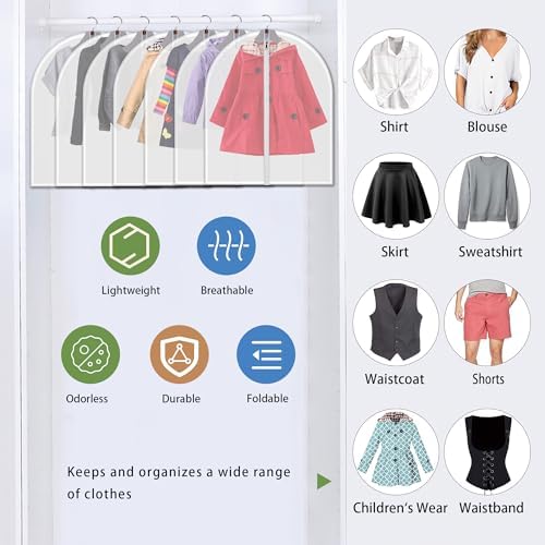 Clear Garment Bags for Hanging Clothes, 12 Pack 31 Inch, for Kids Clothes