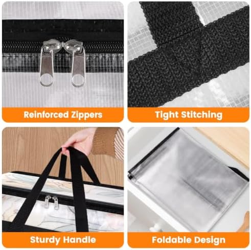 BlissTotes Moving Bags 90L 6PCS, Clear Clothes Storage Under Bed Storage