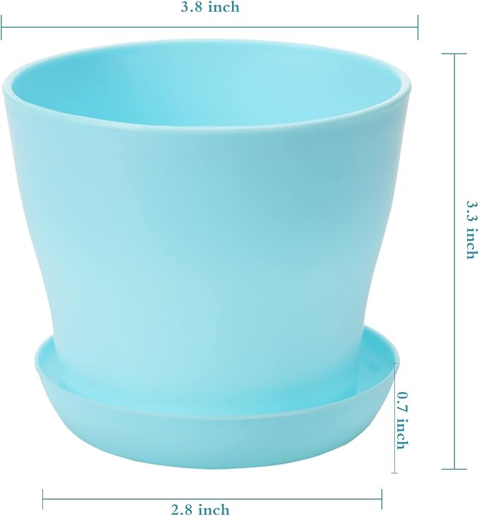 TDHDIKE 10 Pcs Plastic Planters Indoor Flower Plant Pots, Mini Flower Seedlings Nursery Pot/Planter/Flower Pot with Pallet, Modern Decorative Gardening Containers (5color 25)