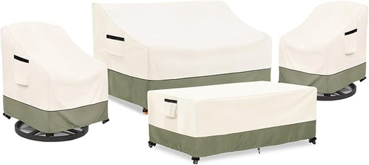 Patio Furniture Covers 4 Piece Set,600D Heavy Duty Waterproof Outdoor Furniture Covers,for Outdoor Couch, Swivel Rocker Chair, Coffee Table