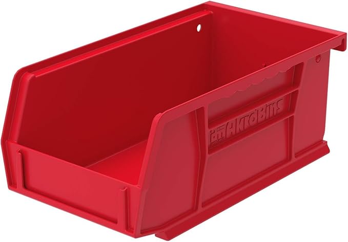 Akro-Mils 30220 AkroBins Plastic Storage Bins, 7"x4"x3", Red, 24-Pack