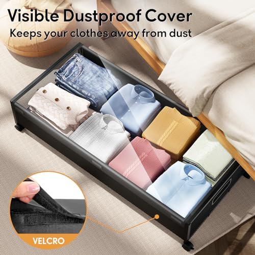 Under Bed Storage with Wheels，1 Pack Under Bed Storage Containers,Underbed Shoe Storage Bedroom