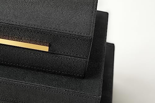 Modern Decorative Box Faux Shagreen Leather, Decorative Storage Boxes with Lids for Home Decor, Large Multifunctional Storage Jewelry Box Organizer(black 3PCS)